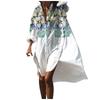 Fashion Women Floral Print Long Sleeves Buttons Cardigan Loose Shirt Dress