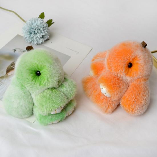 Frosted Bunny Plush Keychain 15cm Soft Faux Rabbit Fur Pendant for Bags Keys Cute Standing Stuffed Animal Adorable Birthday Gift for Girls Rabbit