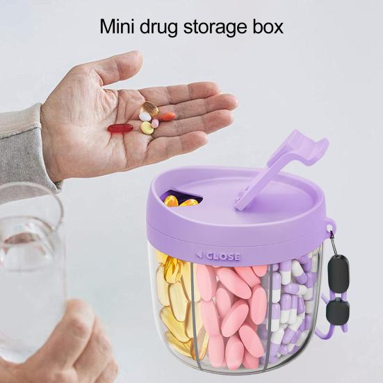 Pill Dispenser with 7 Compartments Anti-Mix Design Easy Access Pill Bottle Organizer Travel BPA-Free Pill Container