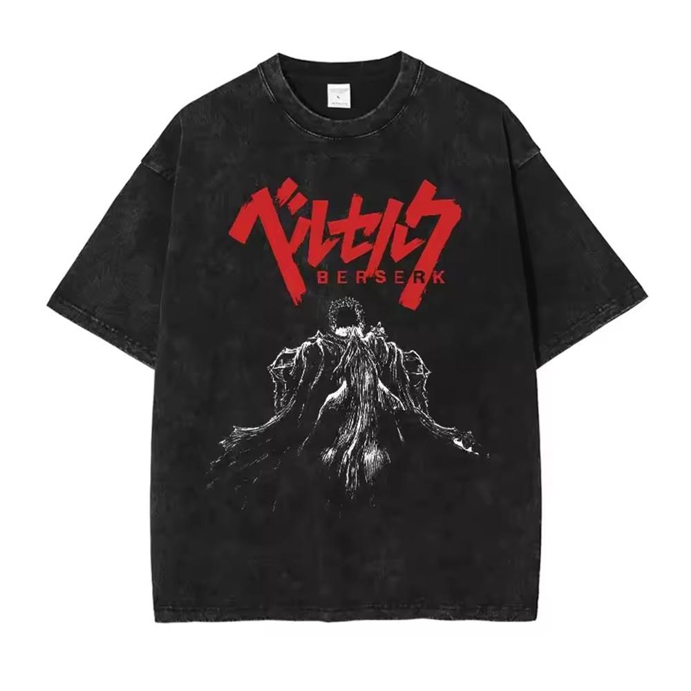 Washed Anime Kenpuu Denki New Arrival Mens Clothes Tee Shirt Homme Graphic T-Shirts Men Tshirt for Men Ropa Hombre