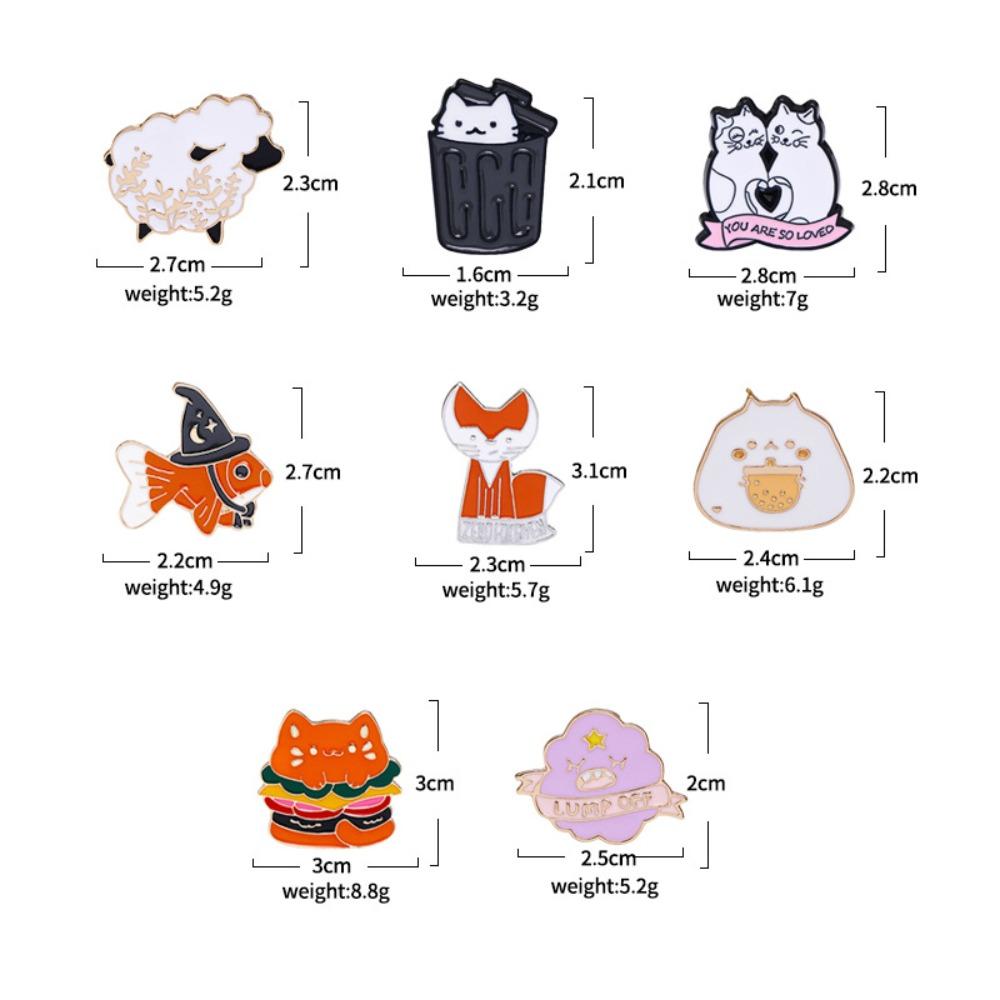 Food Cartoon Animal Brooch Creative Trash Can Kitten Brooch  Shirt Decor