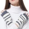 Soft Warm Gloves Winter Knitted Gloves Soft Cartoon Striped Fingerless Gloves with Flip Top Warm Glove Stretchy Mitten