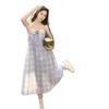 Salt girl plaid dress fake two pieces summer temperament suspender skirt schoolgirl sweet a word skirt