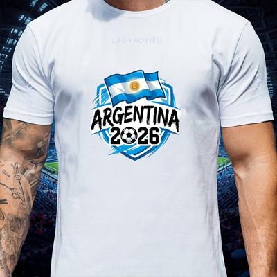Seller Argentina Soccer Champion Supporter T Shirt Unisex Sun National Flag Graphic Casual Cott