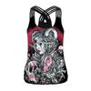 New Rose Skull Digital Printed Vest Women's Sports Running Elastic Skinny Top