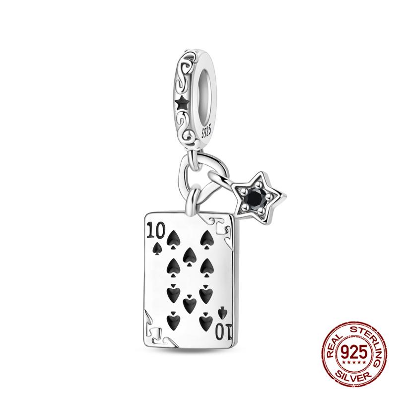 New Original 100%Copper Playing Cards Red Heart K Flush Charms Fit Originalbracelet Diy Jewelry Making Women Gift