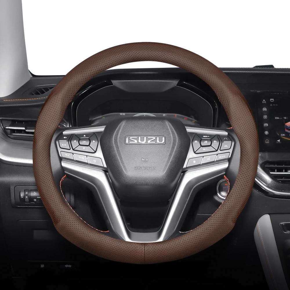 Suitable for ISUZU Perforated Leather Steering Wheel Cover Ultra-Thin Breathable D-MAX MU-X ELF N-Series FORWARD F-Series TRAGA