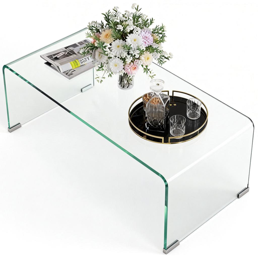Tempered Glass Coffee Table. 80x45x35cm. Transparent