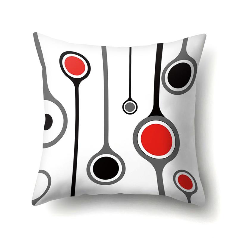 Polyester Pillow Case Car Black and Red Geometric Circle Lines Decorative Home Print Pillow Bedside Cushion Cover