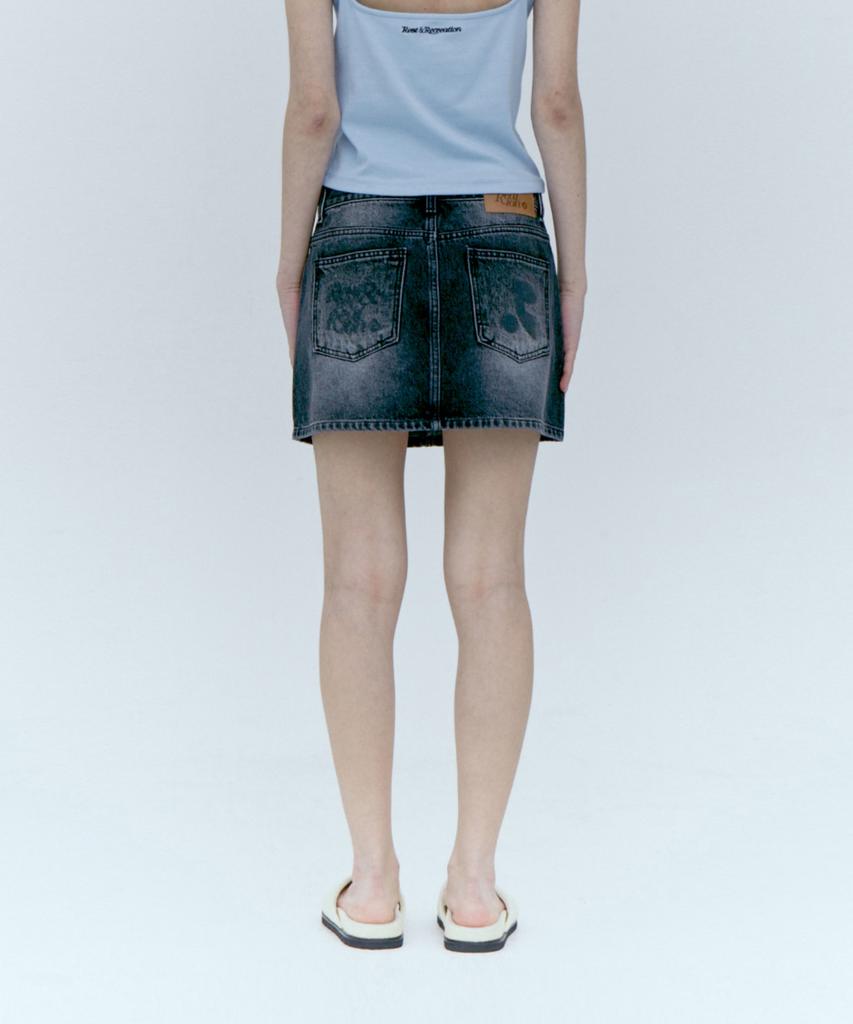 Rest And Recreation Denim Mini Skirt_Black