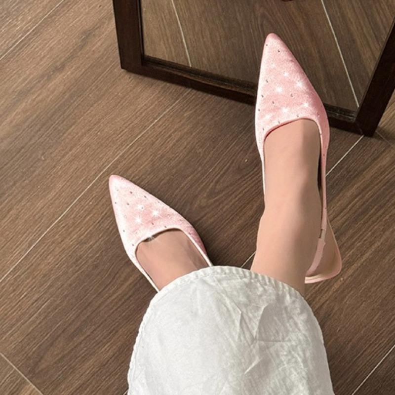 Women's Stiletto Wrapped Toe Sandals Summer New Pointy Shallow Mouth Sequin Set Foot Non-slip High Heels