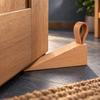 Solid Wood Door Wedge Leather Strap Door Holder New Wooden Door Stopper  Prevent Door Slamming Wall