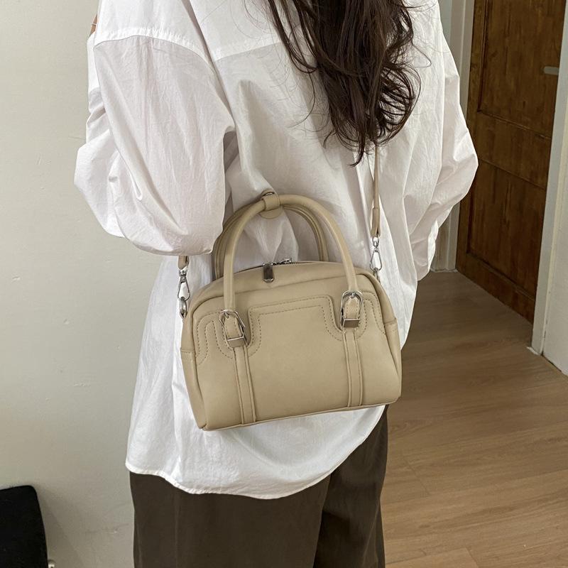 Mini Boston Bag with Dual Top Handles and Detachable Shoulder Strap for Elegant Daily or Evening Use