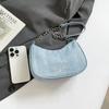 Women Shoulder Bag Fashion Denim Shoulder Bag, Simple Solid Color Handbag, Women's Chain, Underarm Hand, Women's Bag