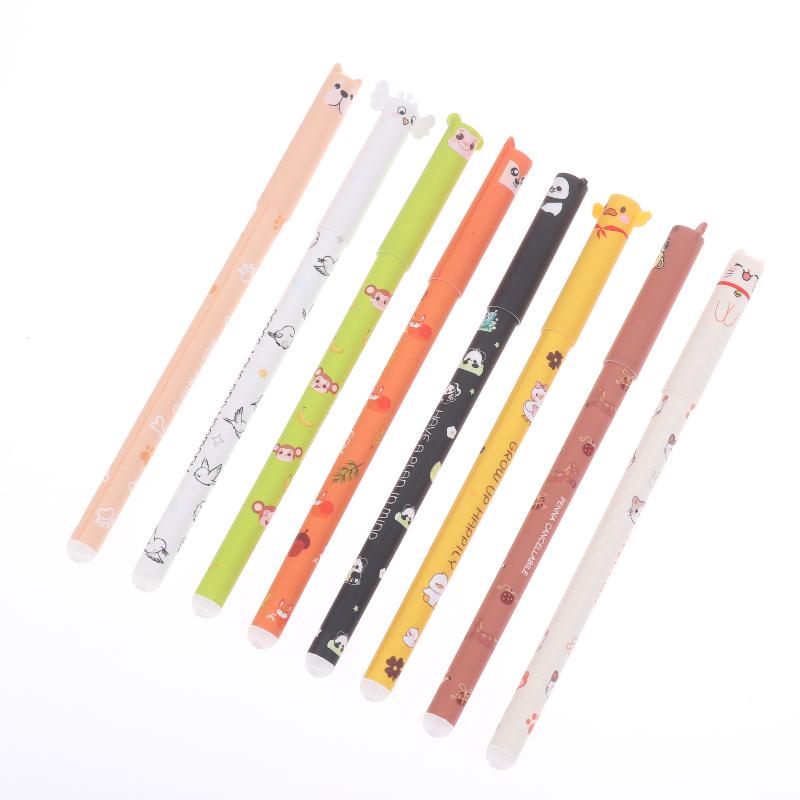 8Pcs Cartoon Gel Pen Cute Animal-Shaped Erasable Pens For Journaling And Writing Office Supplies Birthday Christmas Gifts