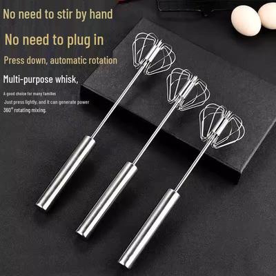 Stainless Steel Handheld Semi-Automatic Egg Beater Whisk