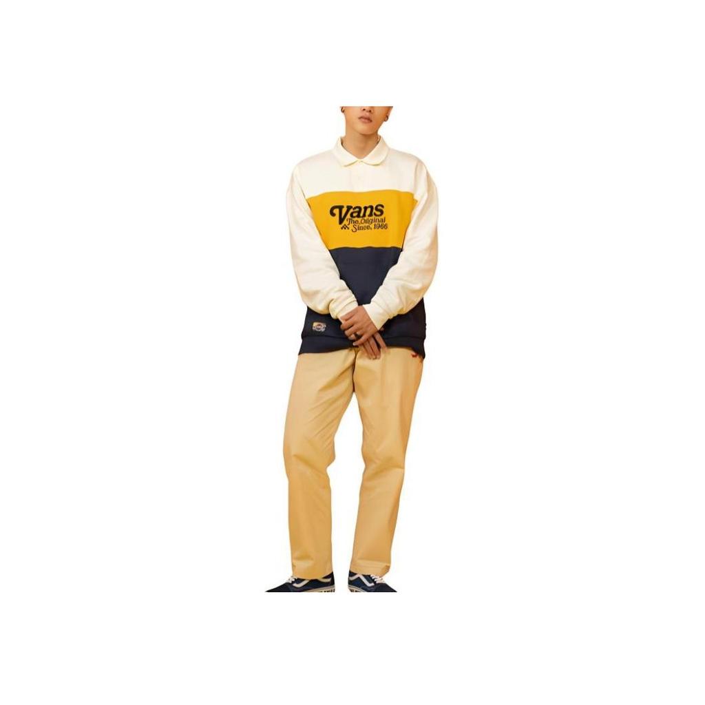 Vans Fashion Color Block Pullover Long Sleeve Sweatshirt Unisex sweatshirt Khaki VN0A5F793KS