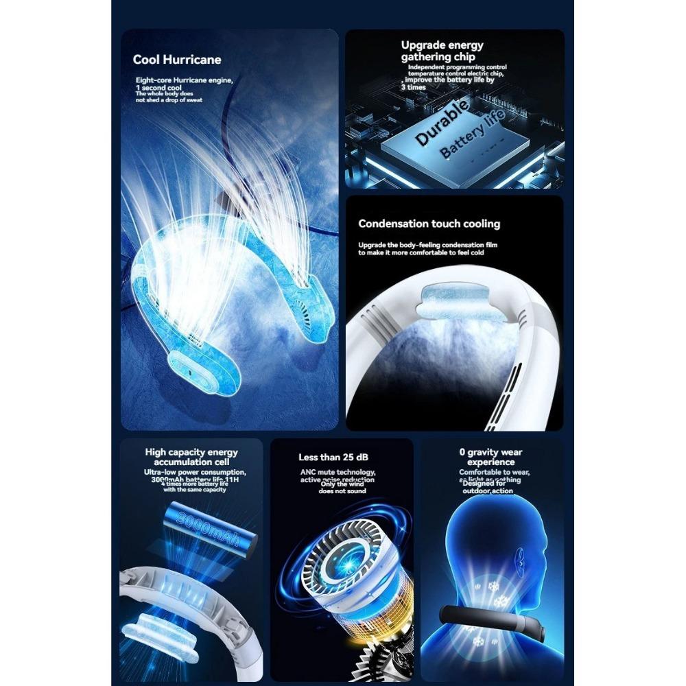 Summer Lazy Person Hanging Neck Fan Outdoor No Leaf Silent Small Fan Air Conditioning Fan Charging Portable Travel Small Electri