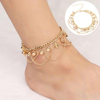 Women Drop Jingle Bell Charm Anklet Beach Foot Cross Chain Jewelry Gift