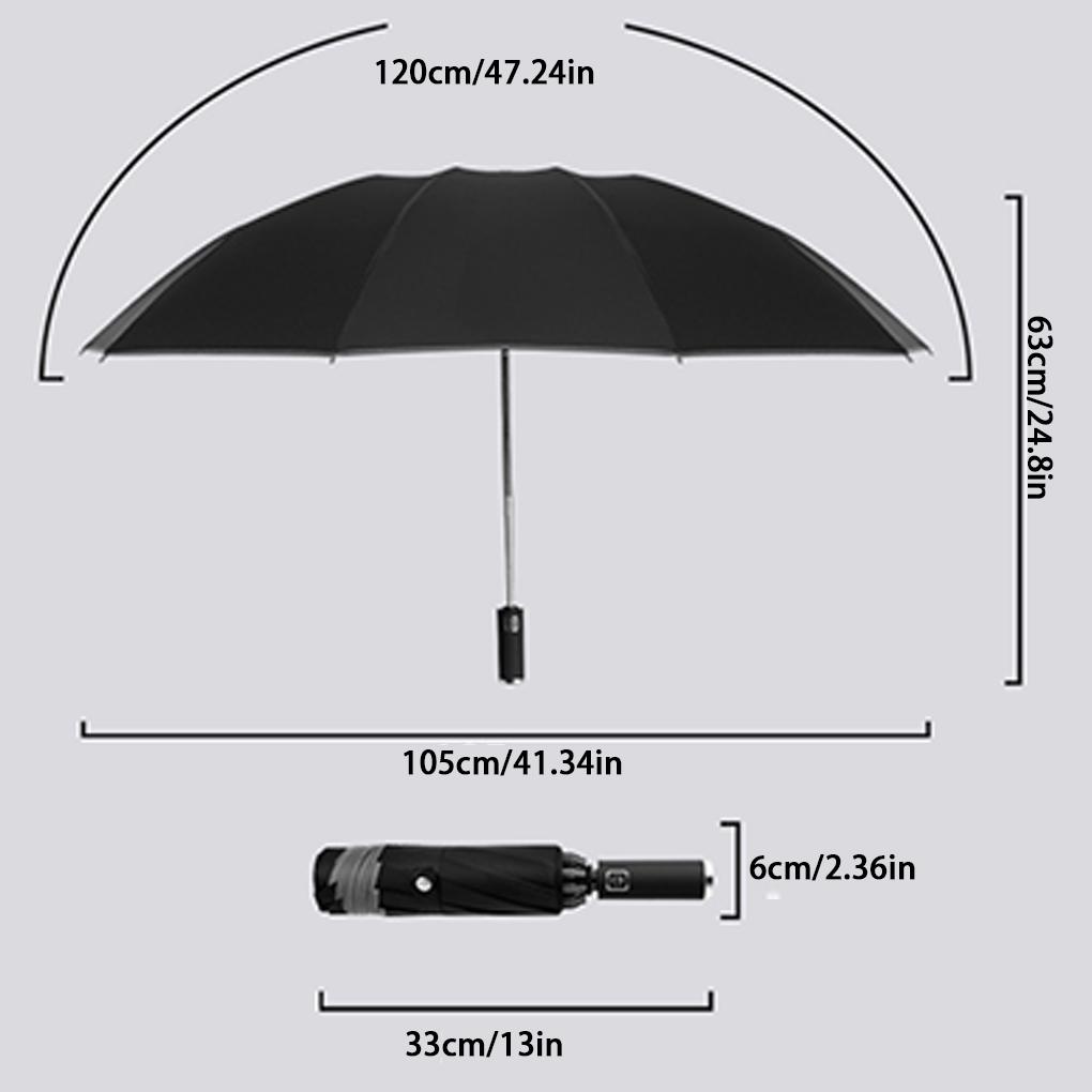 2025 LED Automatic Umbrella Reflective Stripe Reverse Led Light Umbrella Three Folding Inverted 10 Ribs Windproof Umbrellas