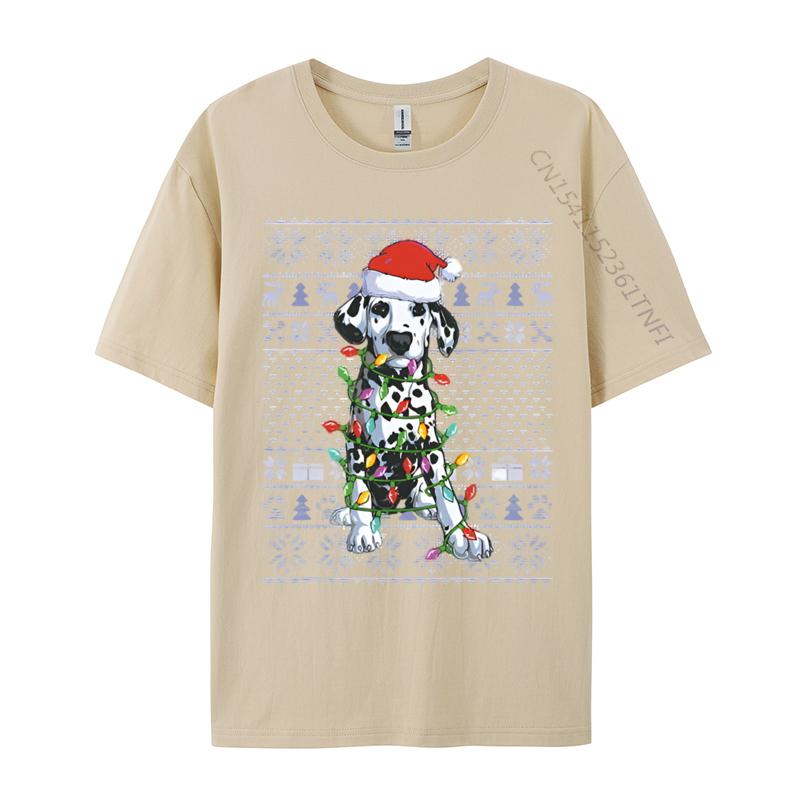 Vintage T Shirts Faddish Funny Dalmatian Dog Lover Santa Hat Ugly Tshirt Cotton Adult Tops  Tees Graphic Tees