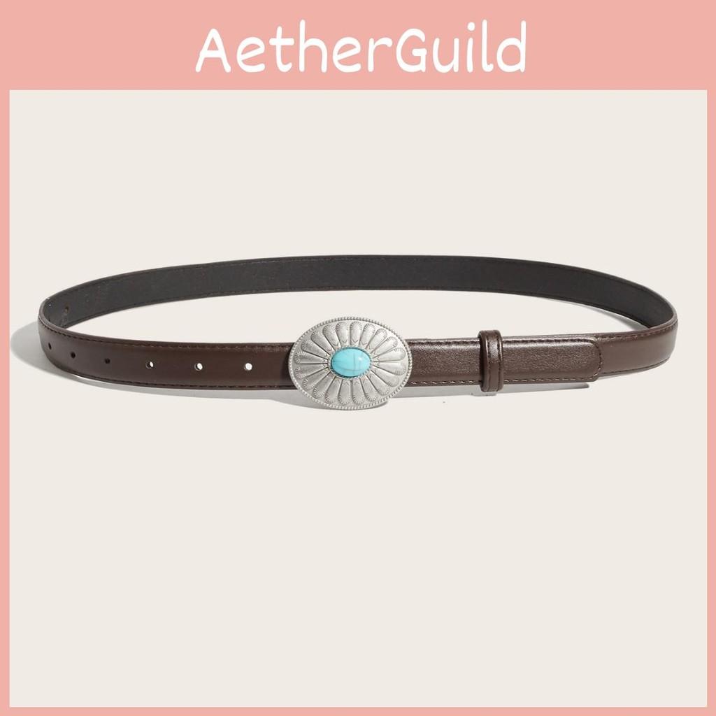 Alloy Simple Round Artificial Gemstone Snap Button Belt For Women Casual Wear