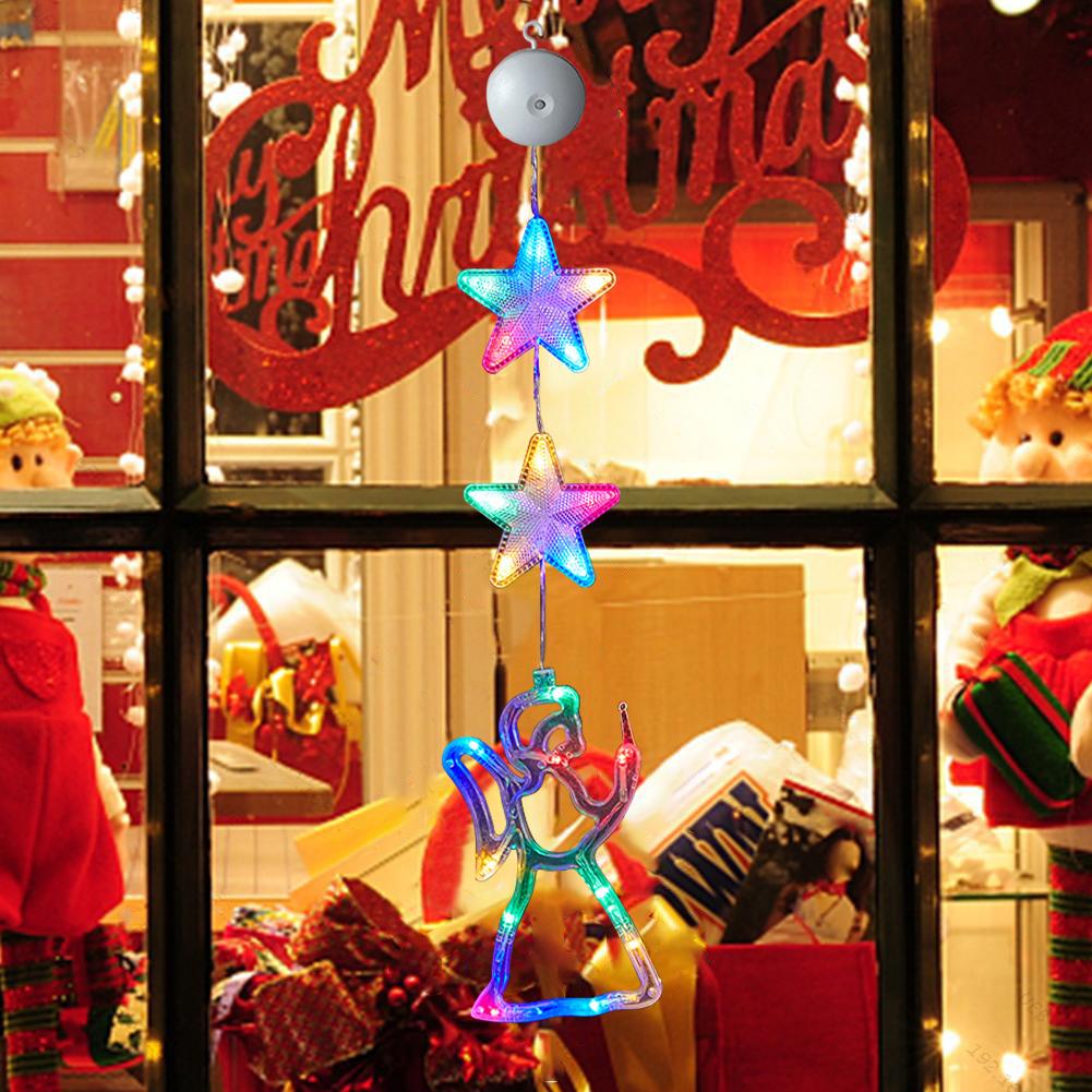 3 Pack Window Hanging Light with Suction Cup Christmas Indoor Star Window Light Battery Operated Christmas Home Shop Party Gifts