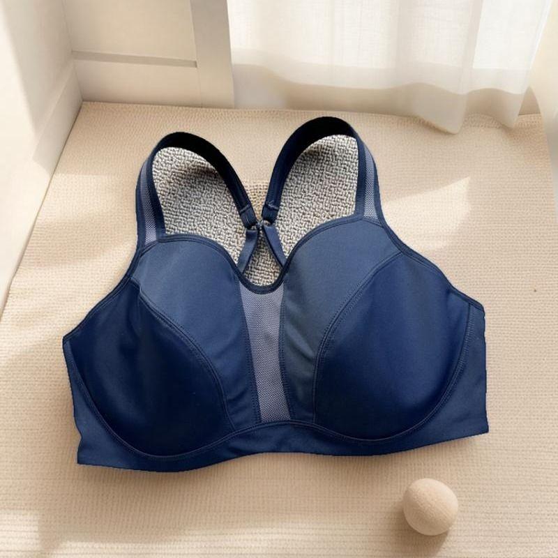 

Bubble Wrap Beauty Back Full Cup Big Chest Push-up Plus Size Ladies Running Fitness Sports Bra Vest Fashion Intimates Chest Cover 75B Dark blue