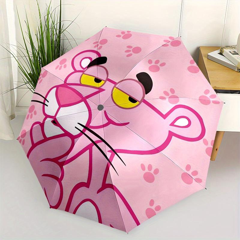 

1pc Pink Panther Footprints Umbrella with Plastic Handle,Suitable for All Seasons Home Travel Outdoor UmbrellaM1136