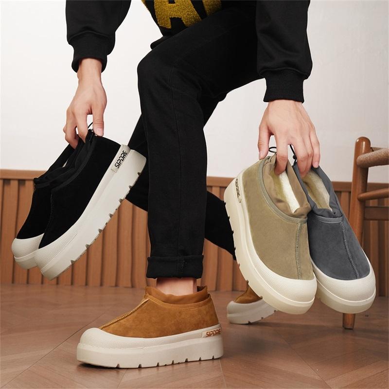 Winter Snow Boots for Men Fashion Designer Fur Boots Man Platform Warm Shoes Comfort Slip-On Men's Ankle Boots Botas De Nieve