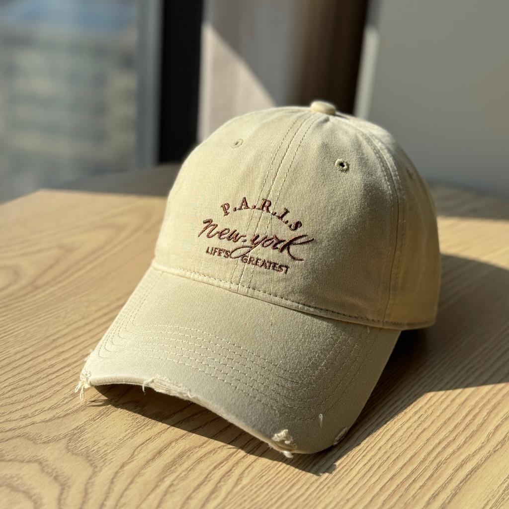 New letter-embroidered soft-top baseball cap for women, wide brim, makes the face appear smaller, duckbill cap for large head sizes