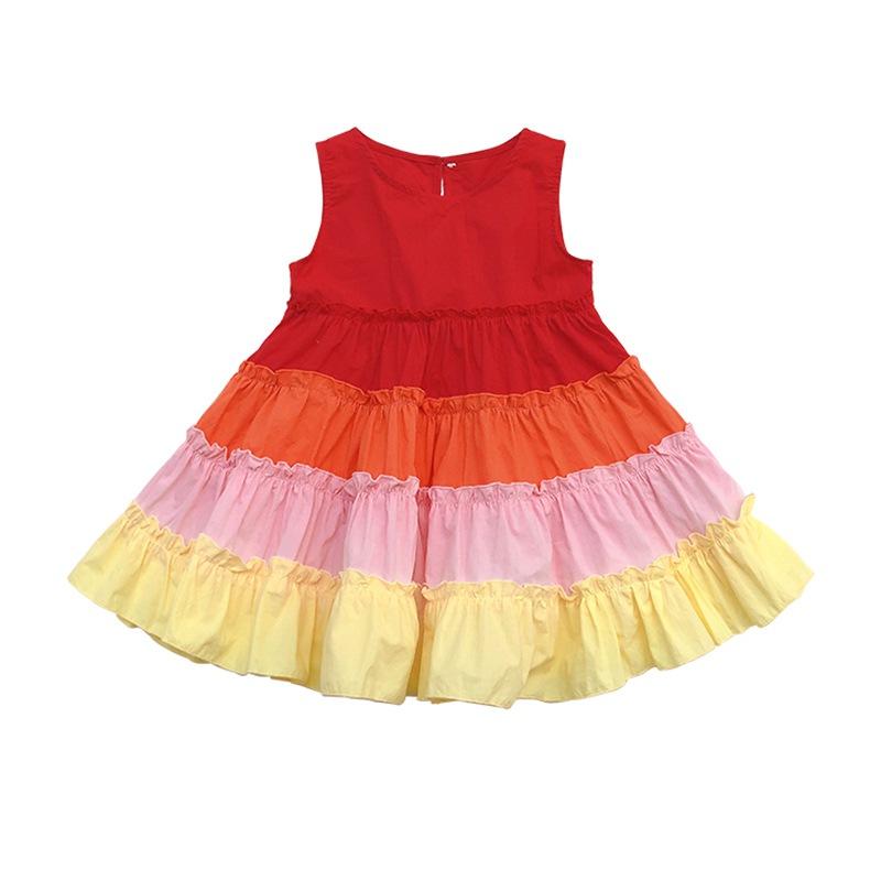 

Платье для девочек с круглым воротником, радужное платье-жилет с постепенным изменением цвета, темпераментная юбка принцессы с рюшами 11