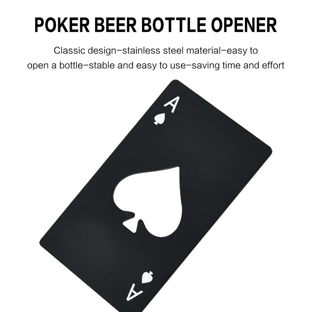 Stainless Steel Bottle Opener Spade A Shape Poker Design for Home Party Decoration