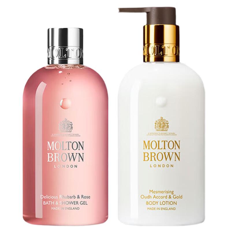 

Molton Brown Rhubarb & Rose Shower Gel & Oudh Body Lotion Set