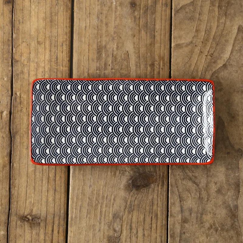 

Керамическая посуда в креативном скандинавском стиле для ресторана, прямоугольная тарелка для суши и фруктов, для домашних закусок, мелкая плоская тарелка для основного блюда