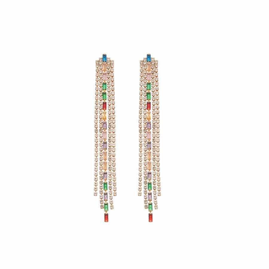 Silver Needle Geometric Zirconia Tassel Earrings - Light Luxury High-End Fashion Studs for Women