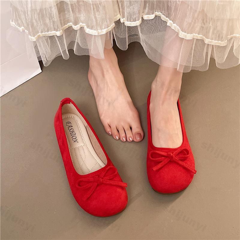Fashion Women Ballet Flat Shoes Four Season Comfortable Anti Slip Outdoor Casual Shoes Fashion Bowknot Retro Candy Color Ladies Shoes