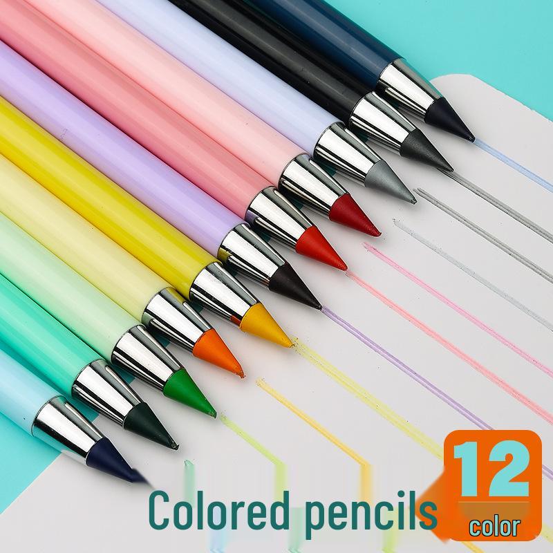 Ołówek HB Wieczny Bez Atramentu Czarnej Technologii - Kolory Makaronikowe, Nigdy Nie Wymaga Temperowania, Trwały i Długotrwały