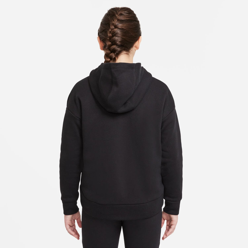 Nike Solid Color Logo Print Zip-Up Hoodie With Long Sleeves Kids Tops Black DC7118-010
