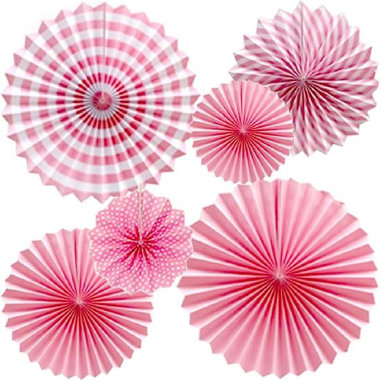 Ruidee 6 PCS Paper Fan Decorations Hanging Paper Fans Decorations with Colorful Paper Fans Rainbow Hanging Paper Fan for Party Decorations Festival
