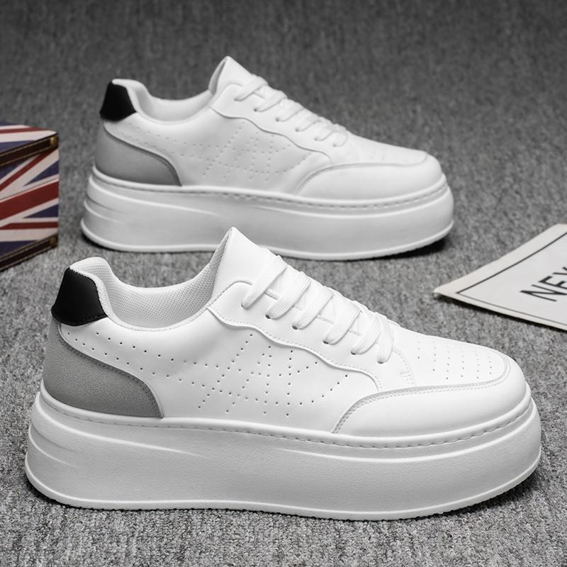 Sneaker Casual Men Designer White Board Shoes Fashion Microfiber Leather Breathable Height Increased Flat Platform Running Shoes