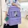 Four-Piece Backpack Set Girls Large Capacity Backpack Solid Color Junior High School Student School Bag