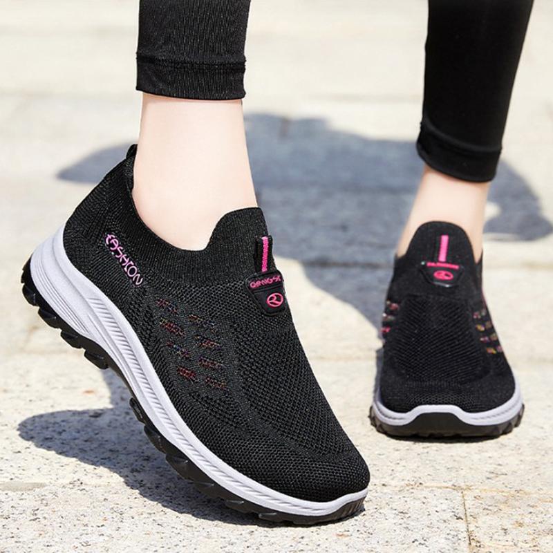 Women Vulcanized Shoes  High Quality Breathable Mesh Women Sneakers Soft Slip On Flats Shoes Women Loafers Walking Flat