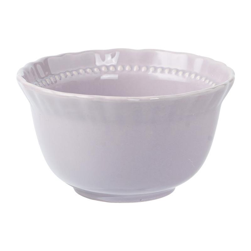 High-Value Solid-Color Ceramic Rice Bowl, Porridge Bowl, Household Tableware, Practical Lace-Shaped Breakfast, Yogurt Bowl, Fruit Bowl