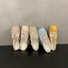 Women's shoes gentle flat Mary Jane half slippers bow single shoes spring and summer retro blue ballet shoes