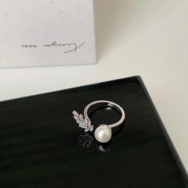 

Кольцо Niche Design Sense Zircon Sparrow Plume Pearl Ring для женщин, легкое, роскошное, элегантное, модное, изысканное, индивидуальное, темпераментное кольцо