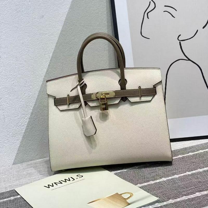 Two-layer EP Palm Pattern Leather Color Matching Platinum Bag (H13-2530BK)