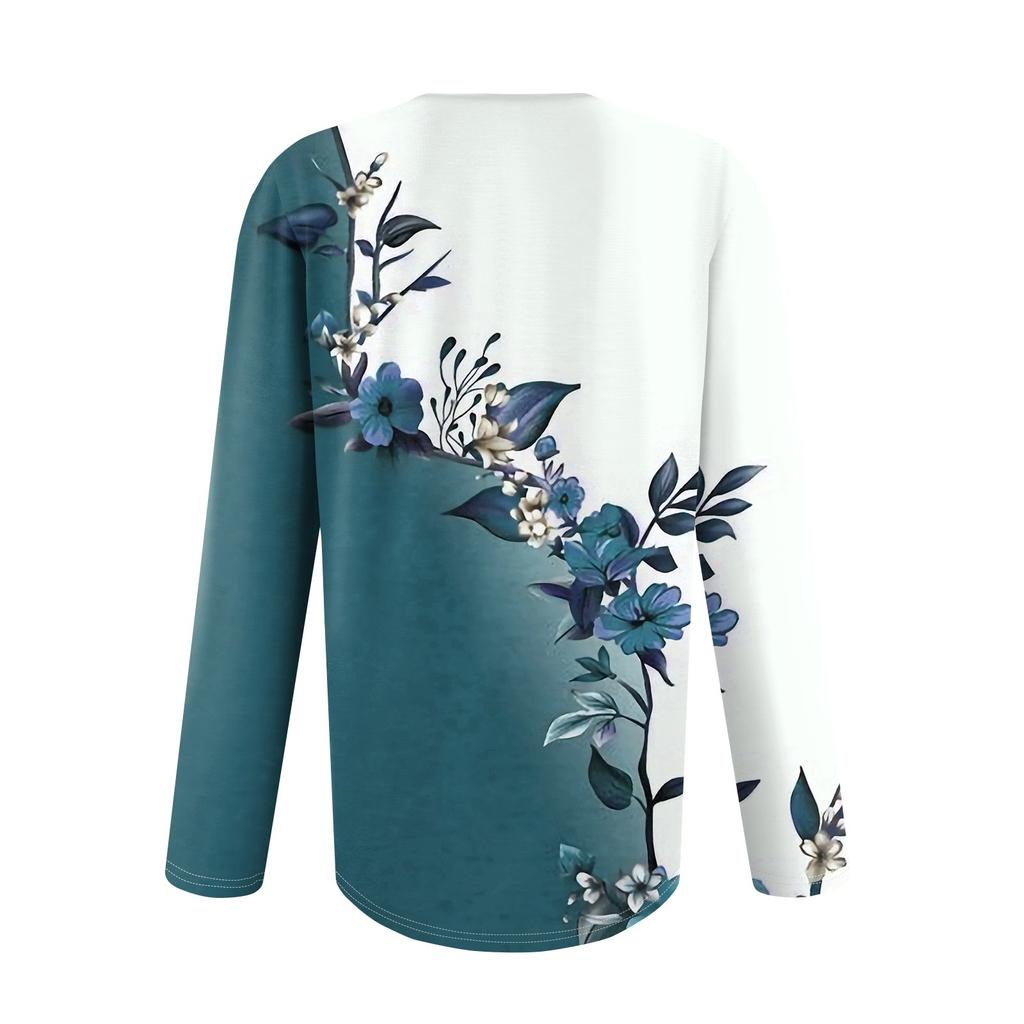Women's Fashion Floral, Falling Leaves Dresses Autumn Casual Tops Long Sleeve Shirt Loose Pullover