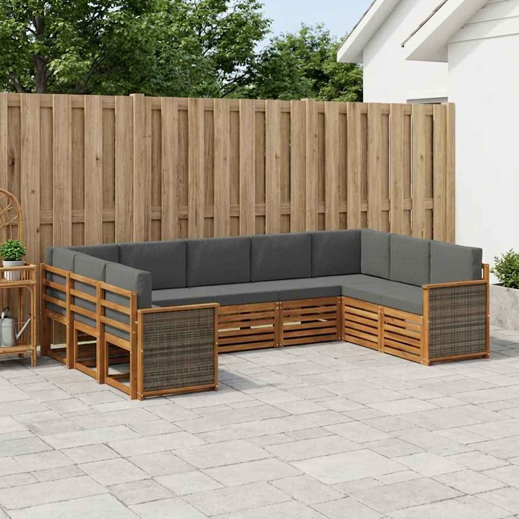Outdoor Corner Sofa Set with Cushions 7 pcs Natural and Anthracite