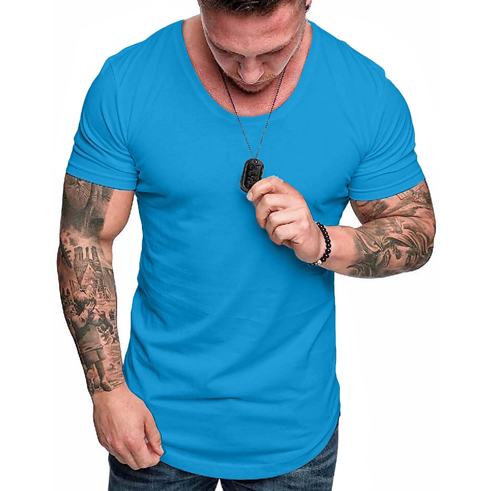 

Модная мужская летняя приталенная повседневная футболка с коротким рукавом, верхняя блузка L